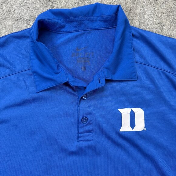 Duke Blue Devils Nike Polo Shirt Men L Blue Performance Short Sleeve - Picture 1 of 15